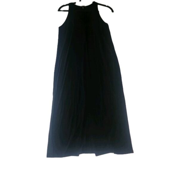Eileen Fisher Womens Small Viscose Tank Racerback Black Midi Dress Minimalist - Picture 1 of 10
